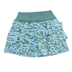 Offline by Aerie Green and Cream Tiger Striped Maggie Ruffle Skort Size XS